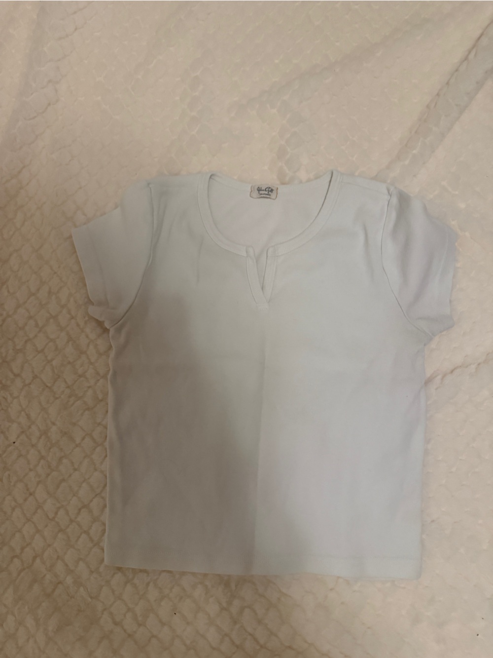 Brandy Melville Light Blue Short Sleeve Notch Neck Tee
